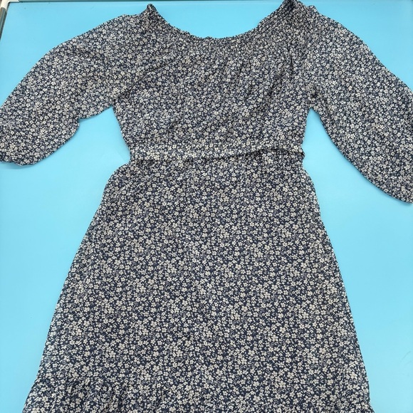 LC Lauren Conrad Blue Floral Smocked Midi Peasant Dress Size XL - Picture 4 of 7